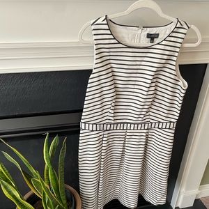 The Limited white and navy blue striped dress